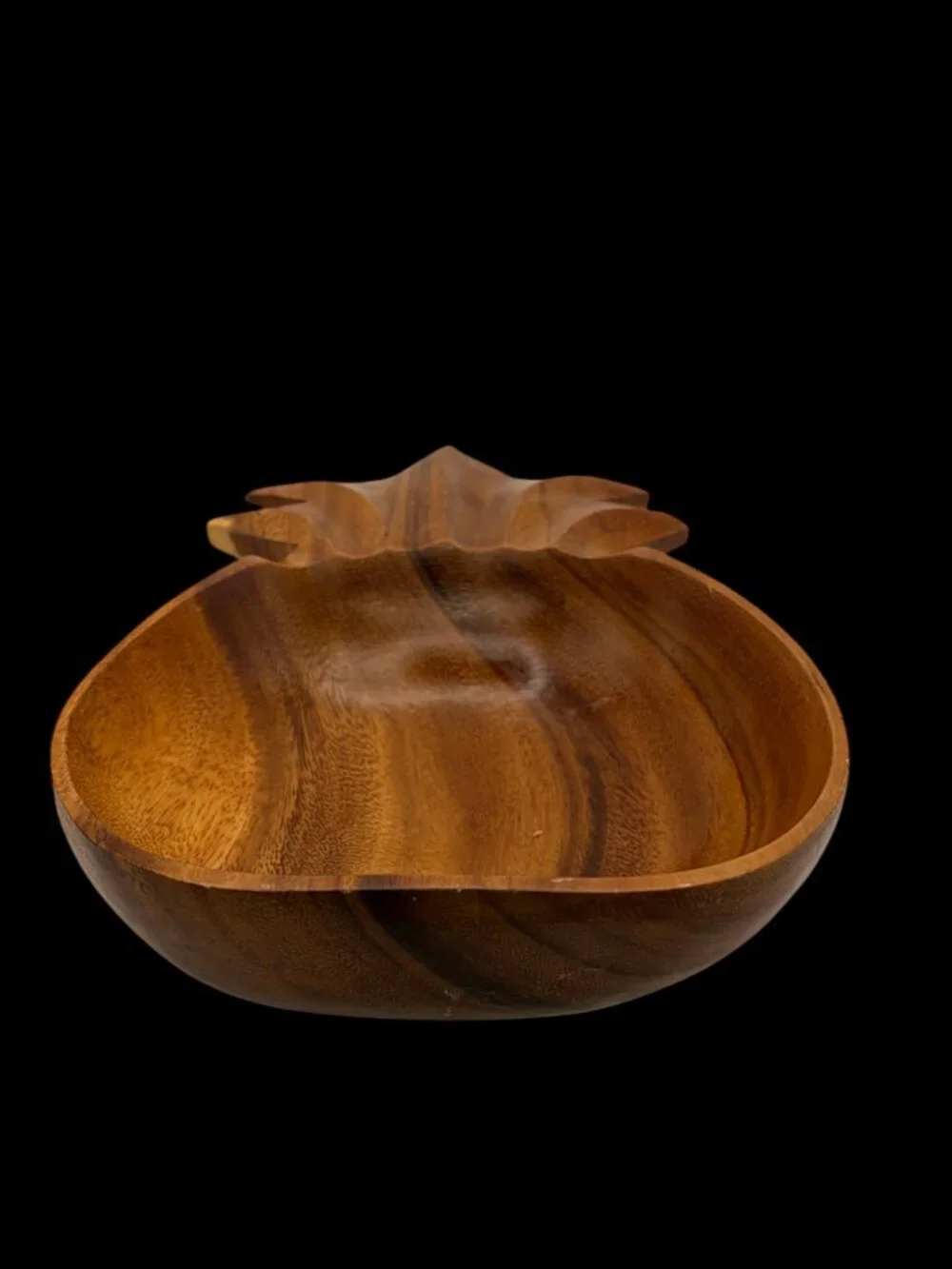 Vintage Hand Carved Wooden Pineapple Bowl | Tropical Acacia Wood Serving Dish